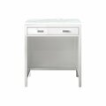 James Martin Vanities Addison 30in Countertop Unit, Glossy White w/ 3 CM Arctic Fall Solid Surface Top E444-CU30-GW-3AF